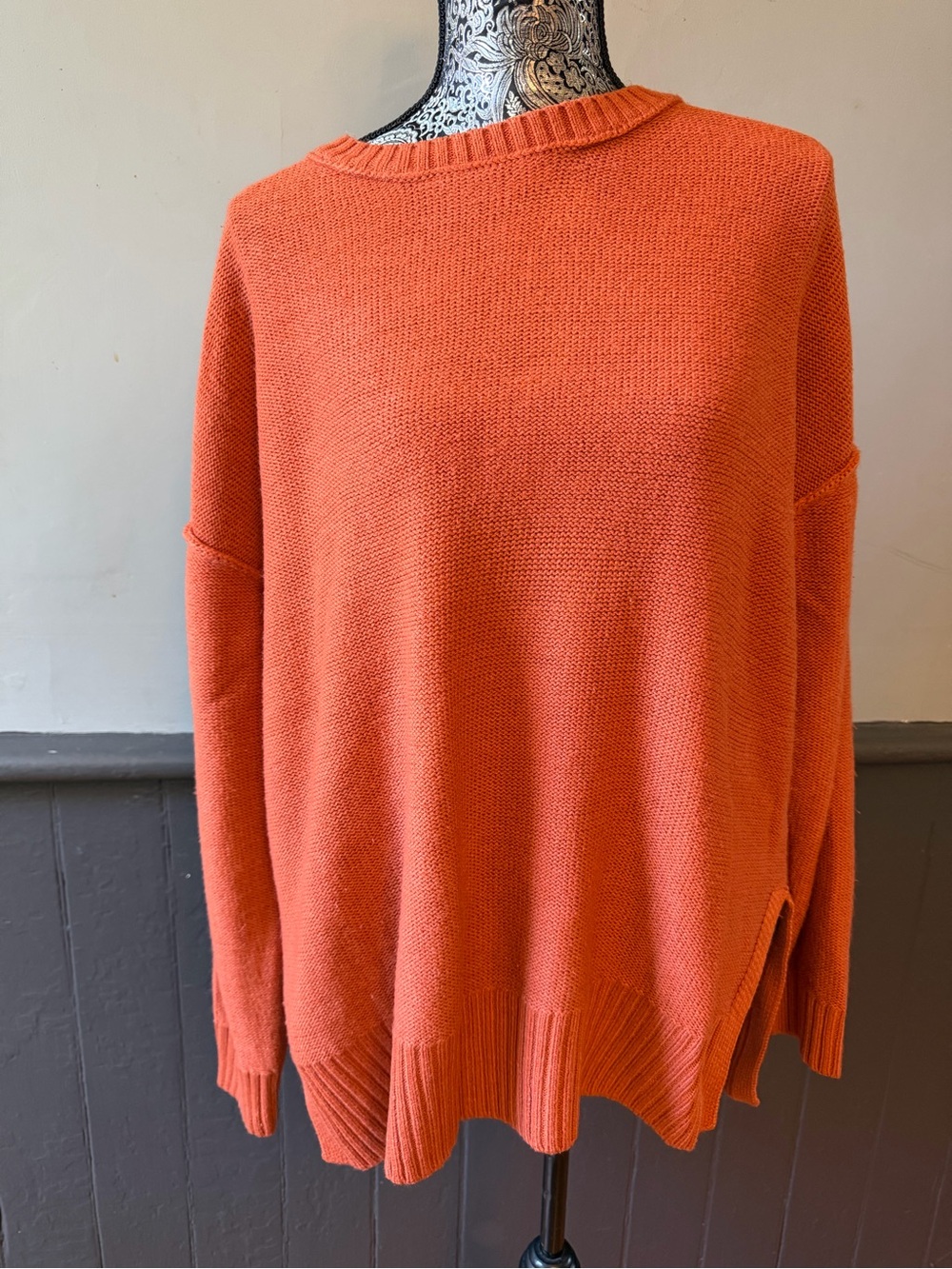 Relaxed Crewneck Sweater in Orange